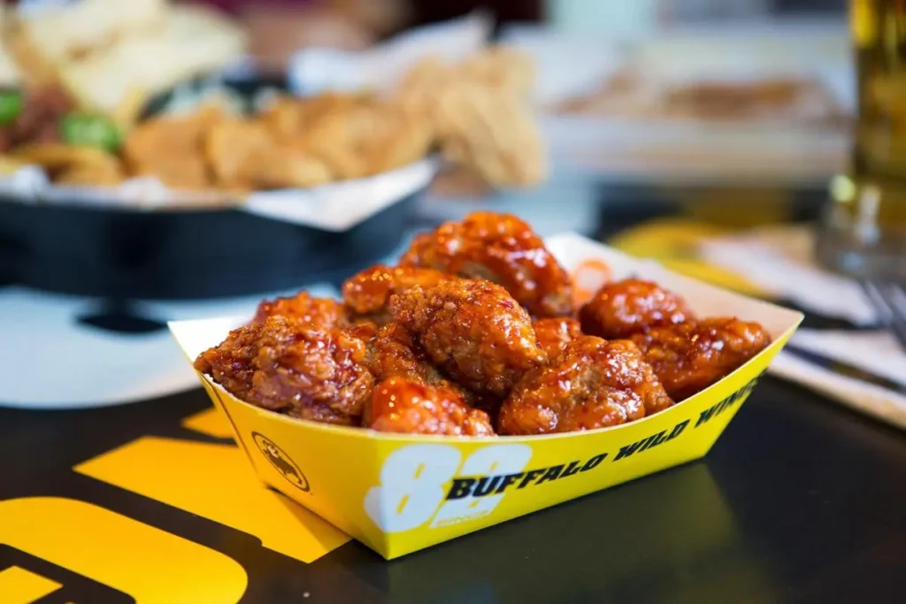 plate of saucy boneless buffalo wild wings